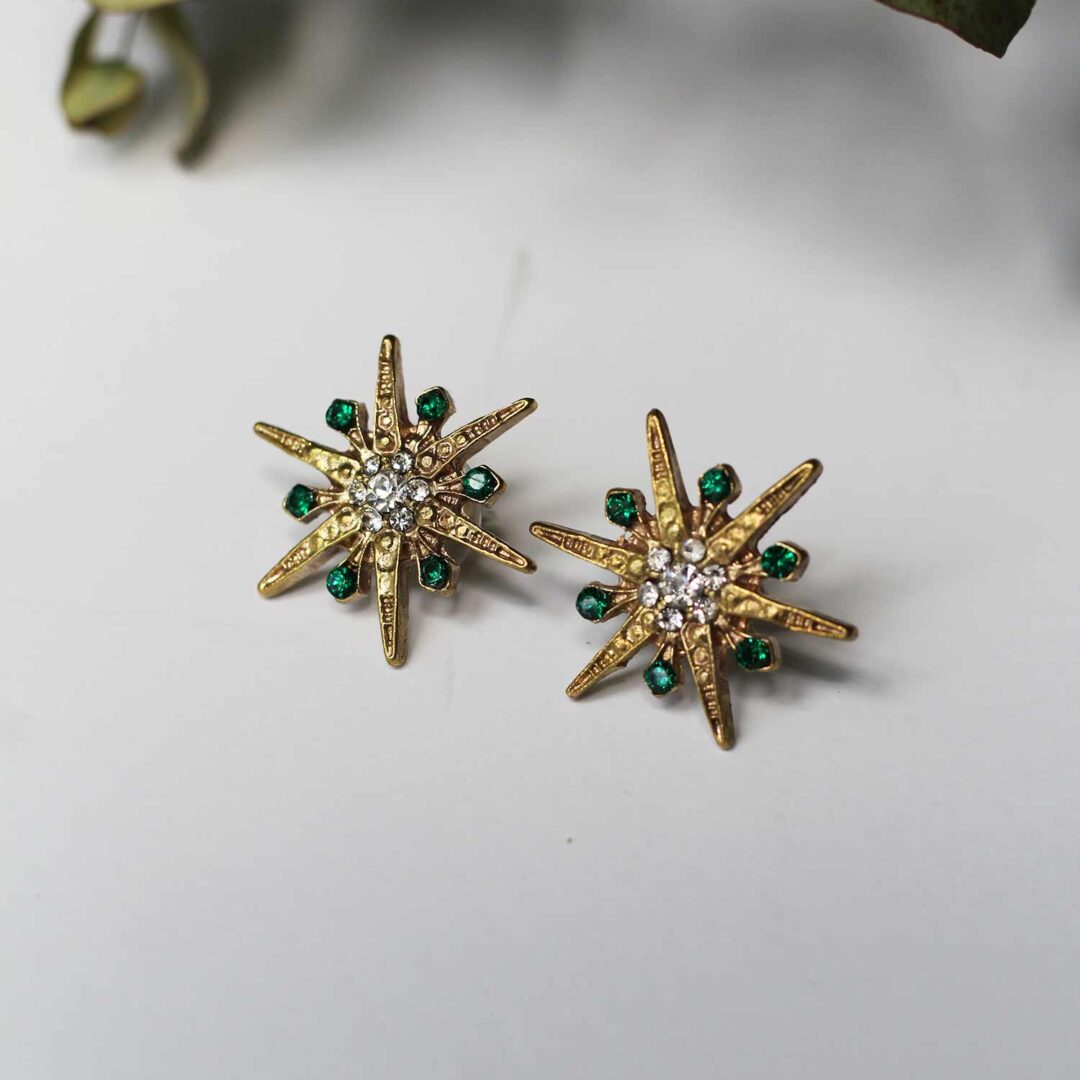Electra cristal oro y verde esmeralda