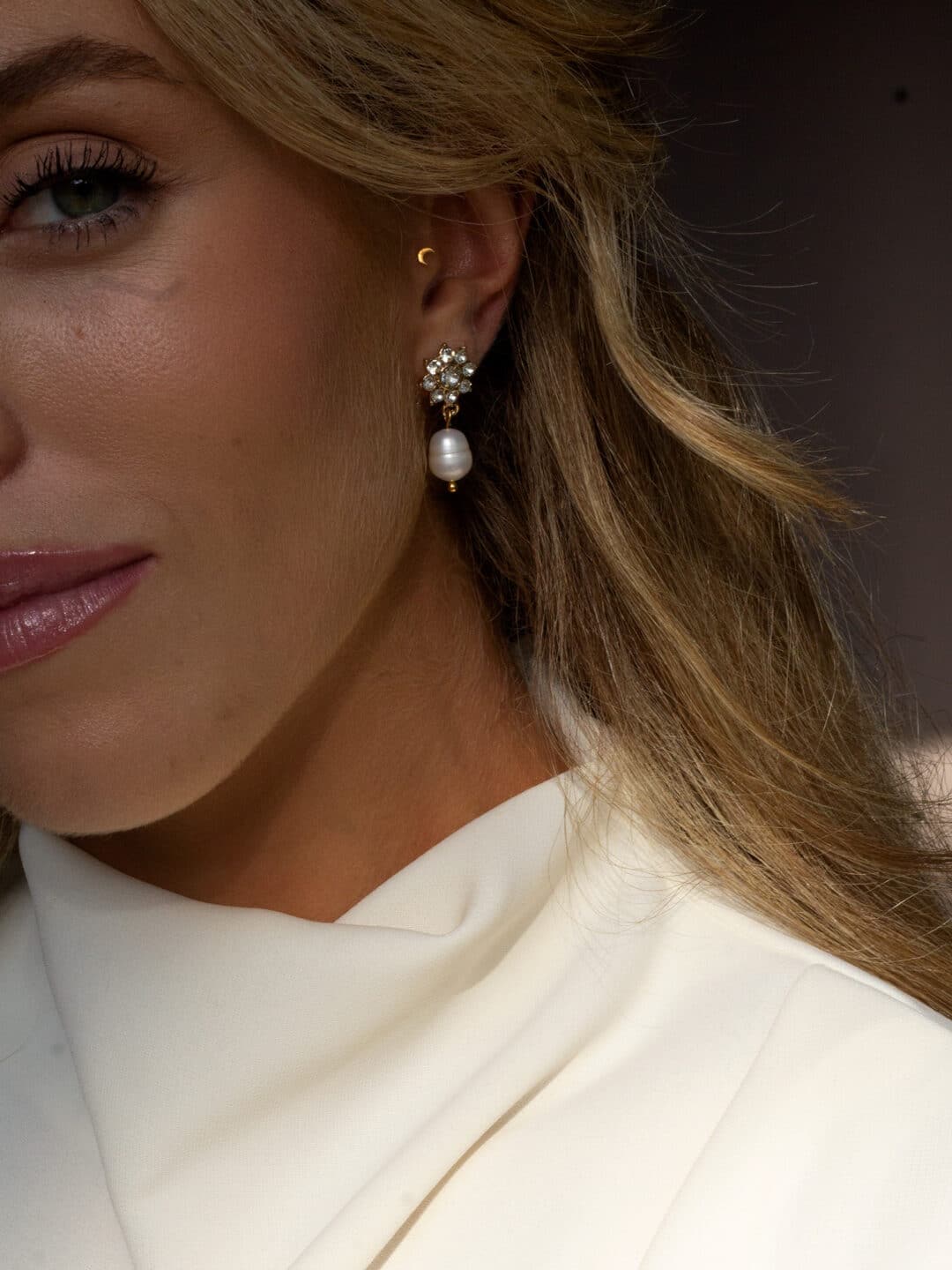 pendientes Capri perla blanca